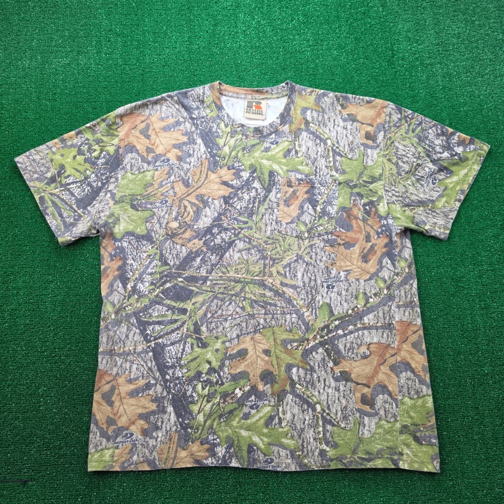 Russell Outdoors Mossy Oak Break-Up Camo Tshirt Mens 2XL Hunting Pocket Tee